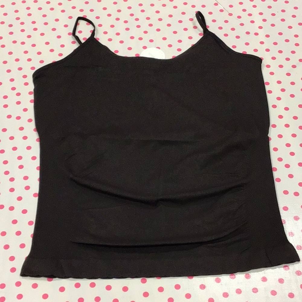 Side ruched cami, scalloped bottom, plus size, dark brown